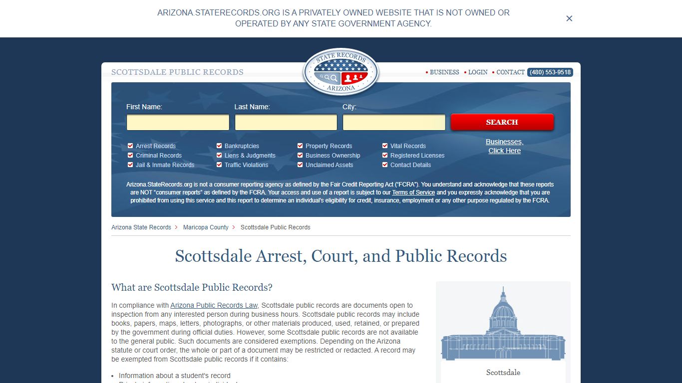 Scottsdale Arrest and Public Records | Arizona.StateRecords.org